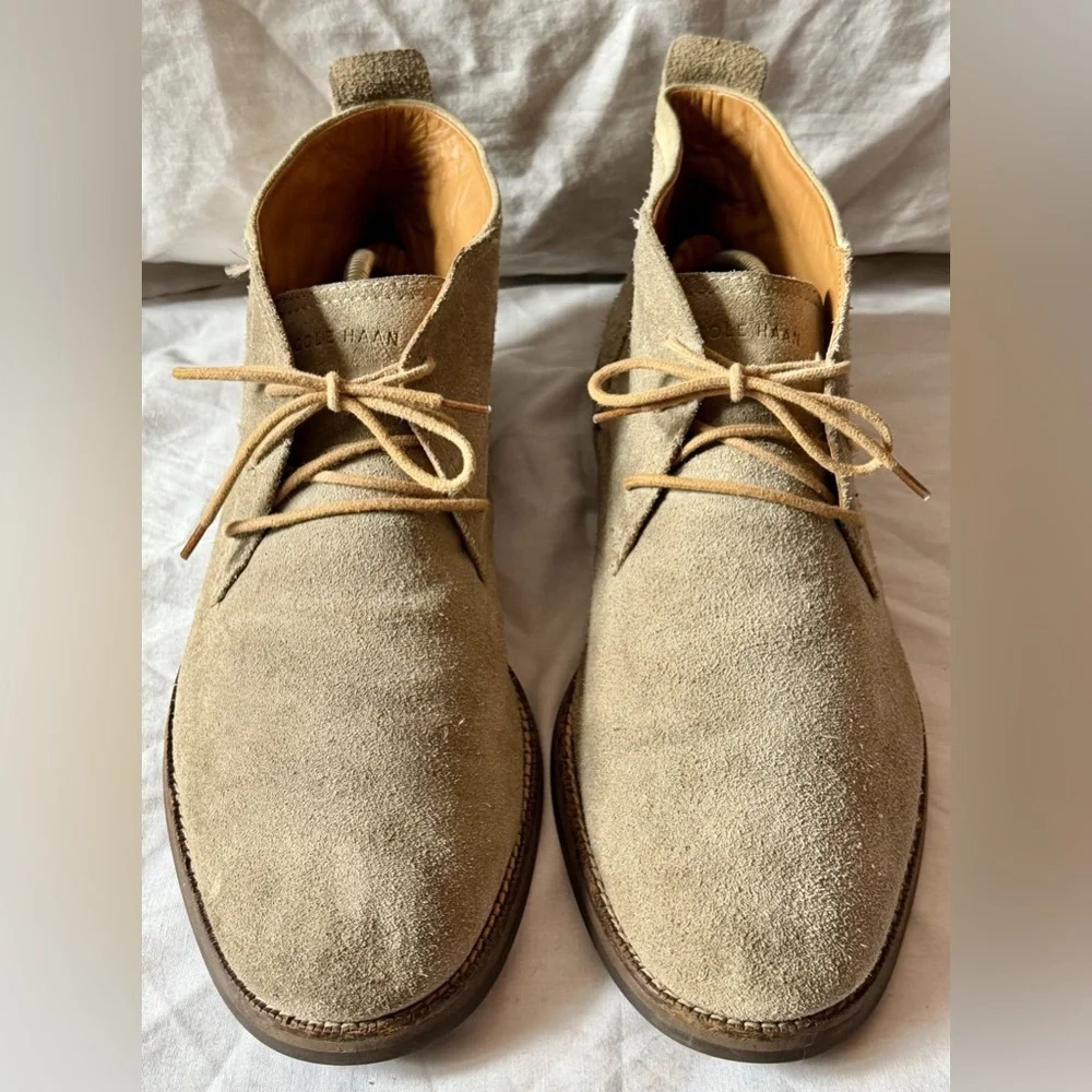 Cole Haan Suede Chukka Boots Men's Sz 13 Sand Gray Shoes Preppy C23872